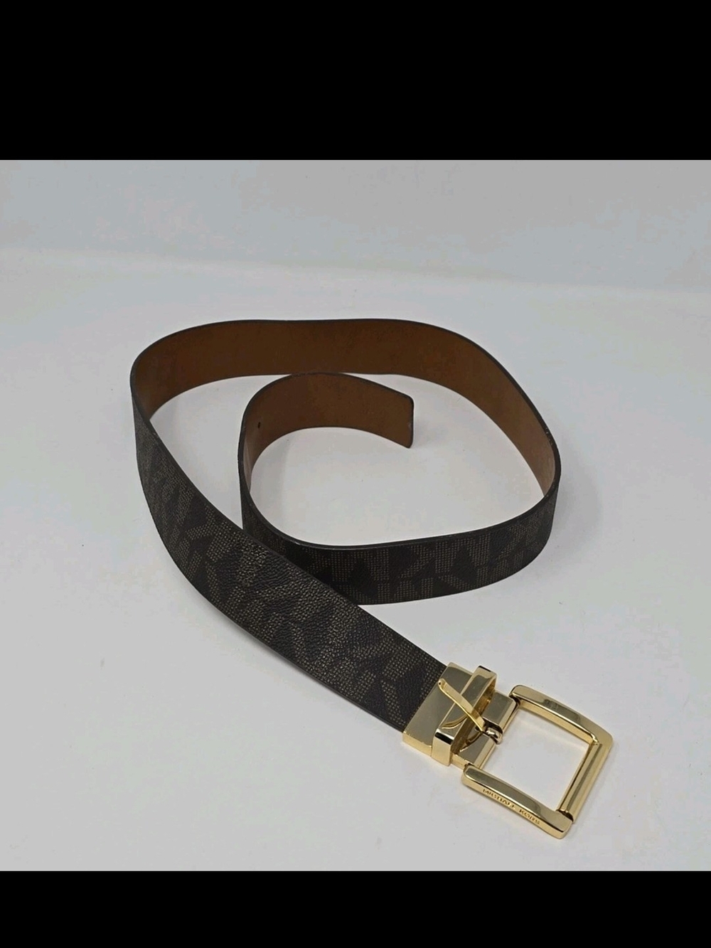 MK Signature Reversible Brown Belt with Gold Buckle